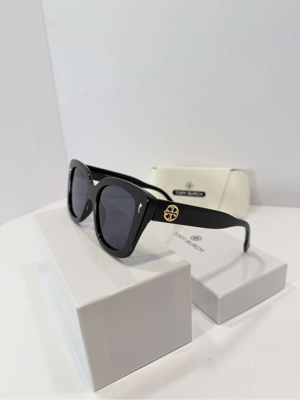 Tory Burch Black Sunglasses with Gold Logo Accent